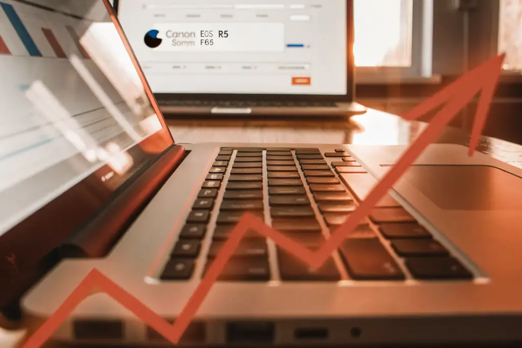 Search engine results page analytics on laptop screen